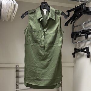 White House Black Market Olive Sleeveless Top